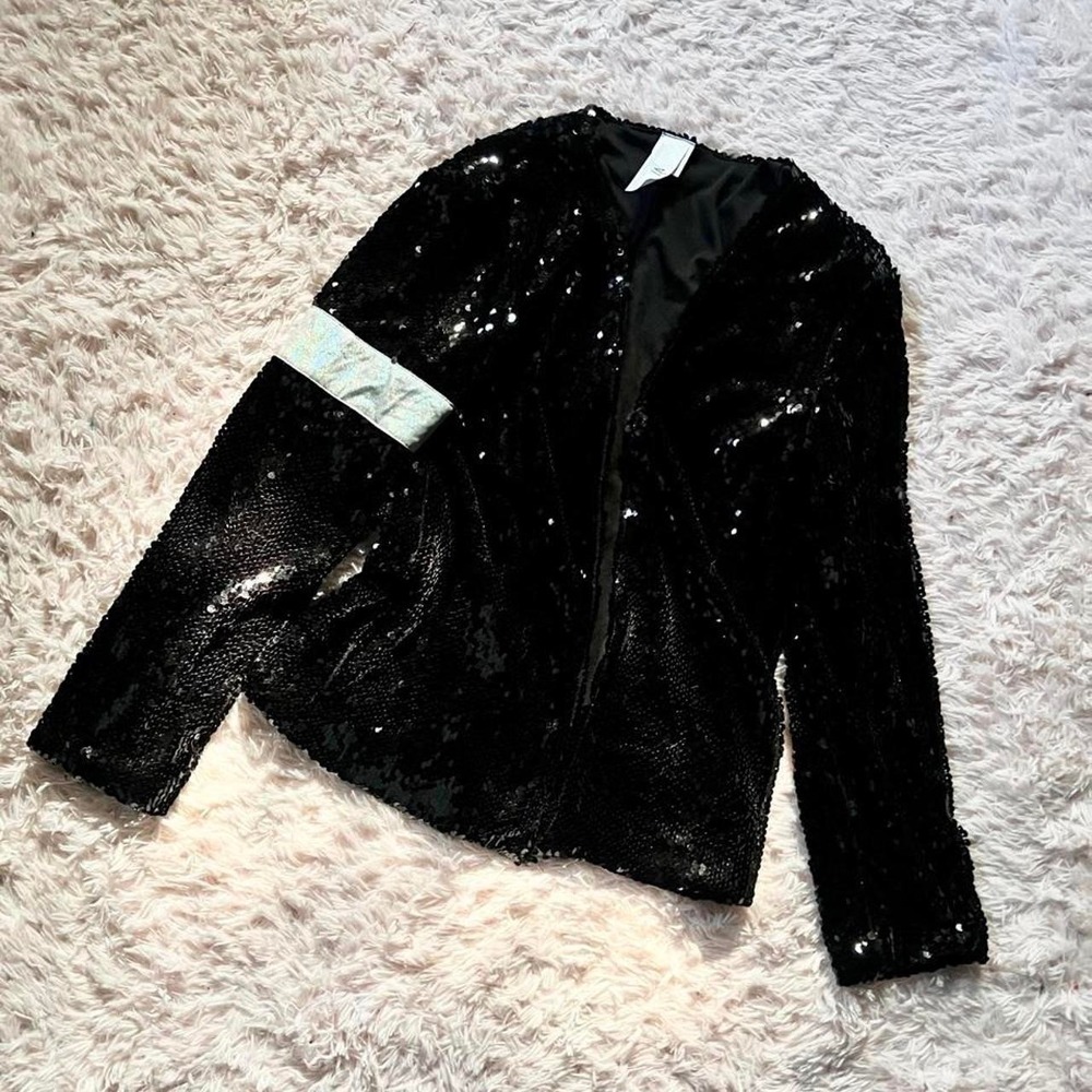 Retro Michael Jackson King of Pop Sequin Bomber Sequin Jacket Womens M Cosplay
